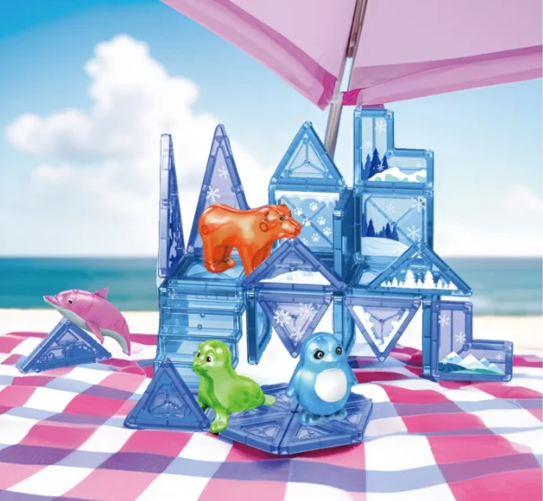 Magnetic sheet for advertising promotions-44Pcs DIY Magnetic Marine Animal Tiles Building Blocks