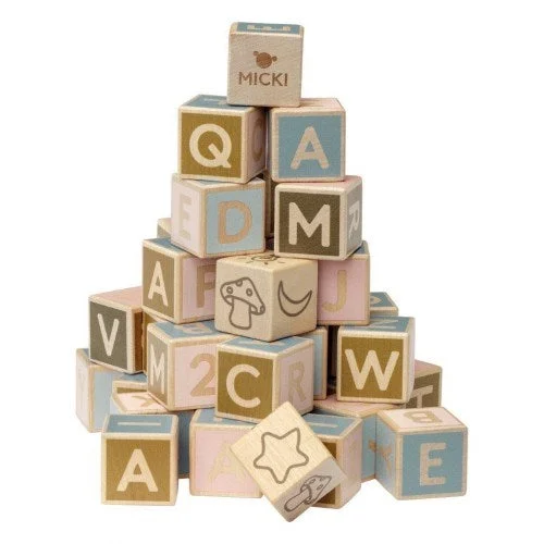 Digital Plaything for winter adventures-MICKI Wooden Letter and Number Building Blocks 36 pcs