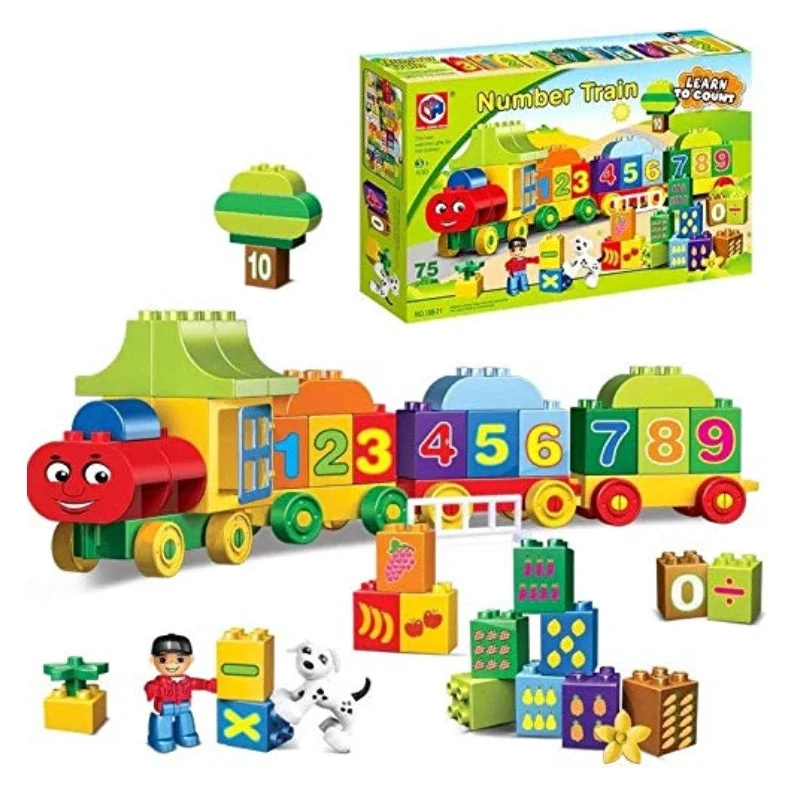 Digital Plaything for Thanksgiving joy-Number Train Building Blocks Toy Set For Kids - 75 Pcs