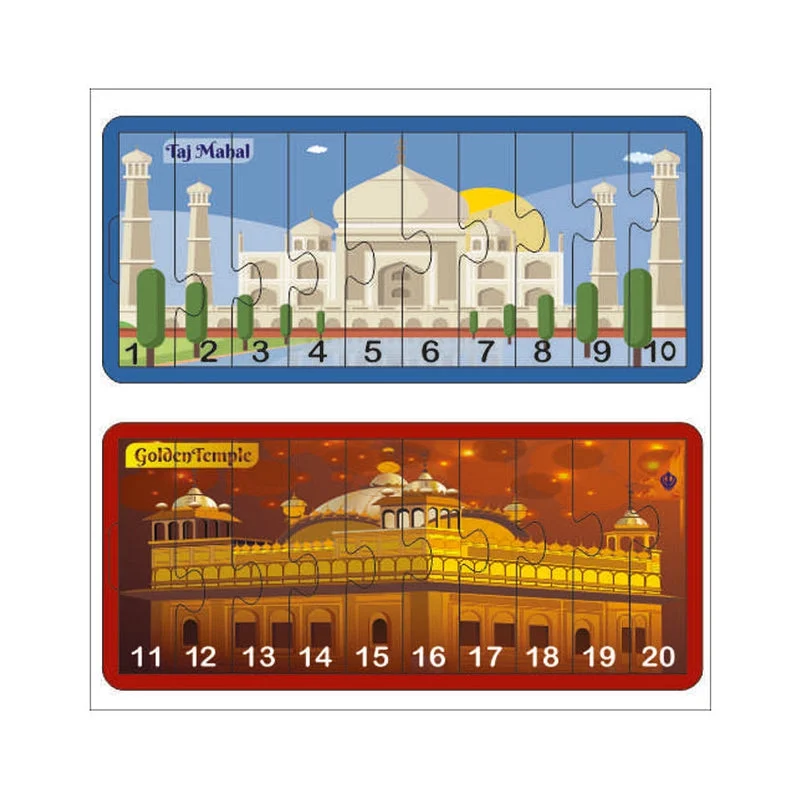 Digital Plaything for travel apps-1-20 Numbers Monuments Jigsaw Strip Puzzle