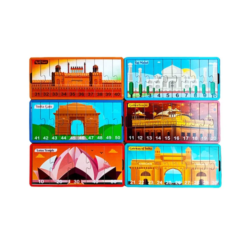 Digital Plaything for road trips-1-50 Numbers Monuments Jigsaw Strip Puzzle