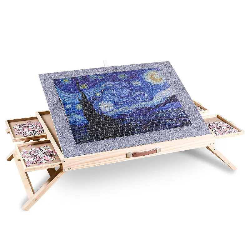 Wooden Puzzle for healing fun-1500 Piece Jigsaw Puzzle Board Wooden Puzzle Table With Cover 3 Tilting Ang