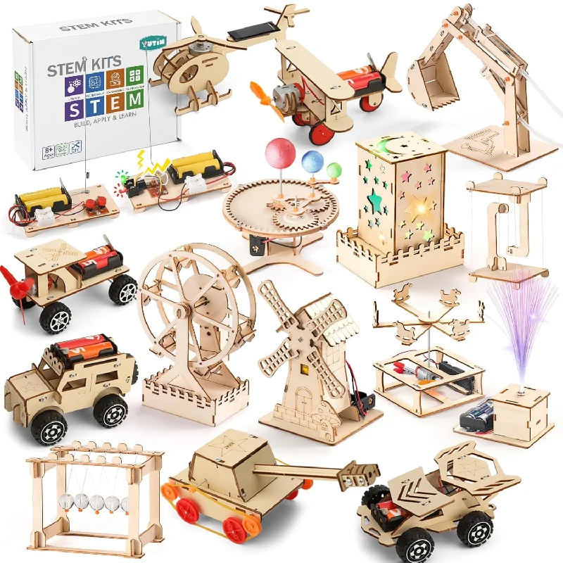 Wooden Puzzle for pupil art-16 Set Stem Kits, Wood Car Science Building Kits For Kids Ages 8 12, 3D Wooden