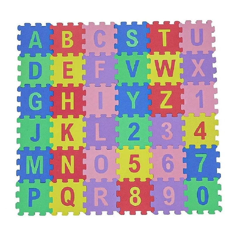 Digital Plaything for tree adventures-36 Pieces Mini Puzzle Foam Mat for Kids, Interlocking Learning Alphabet ABCD and Numbers 0123 Floor Play Mats