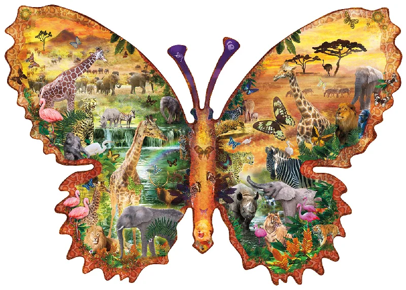 African Butterfly 1000 Piece Shaped Jigsaw Puzzle