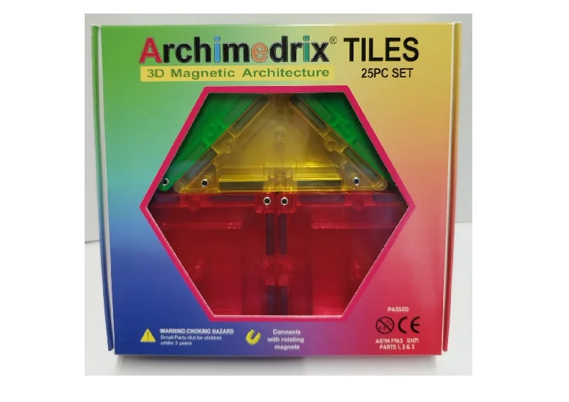 Magnetic sheet for educational toys-Archimedrix Junior Magnetic Tiles 25 Piece Set