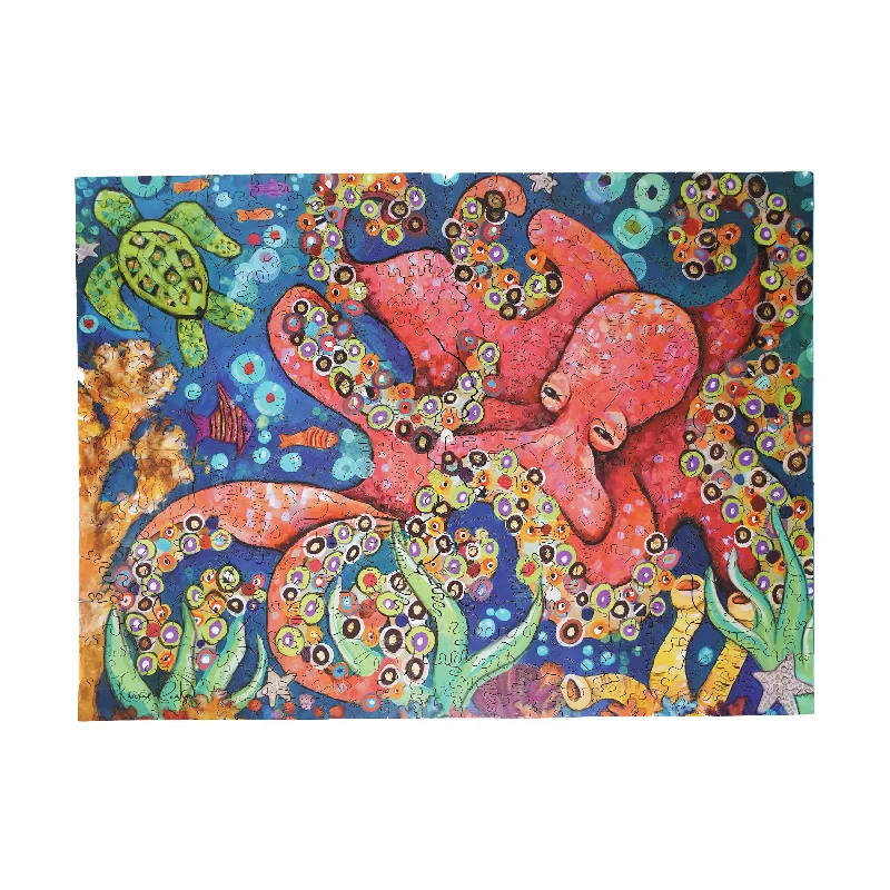 Wooden Puzzle for safari trips-Wooden Jigsaw Puzzle - Octo-Love: 331 Pcs