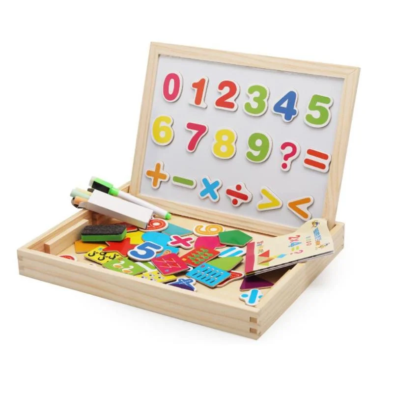 Wooden Puzzle for cozy spots-Baby Wooden 3D Puzzles Multifunctional Digital Board Double Side Magnetic Toys Jigsaw Puzzle Educational Drawing Toy