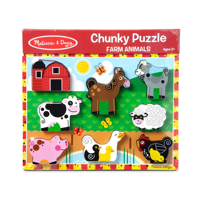 Wooden Puzzle for festive gifts-Chunky Puzzle - Farm Animals