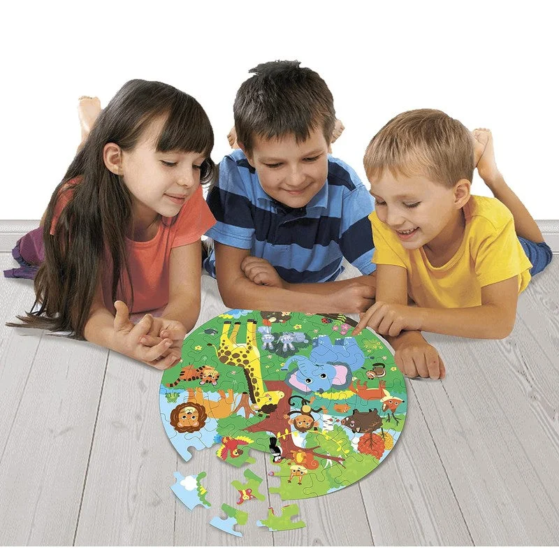 Wooden Puzzle for farm fun-Creative Wooden Jigsaw Puzzle - 66 Pcs - Animal World