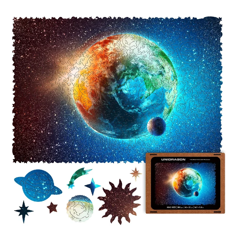 Wooden Puzzle for break joy-Earth 125 Piece Wooden Jigsaw Puzzle