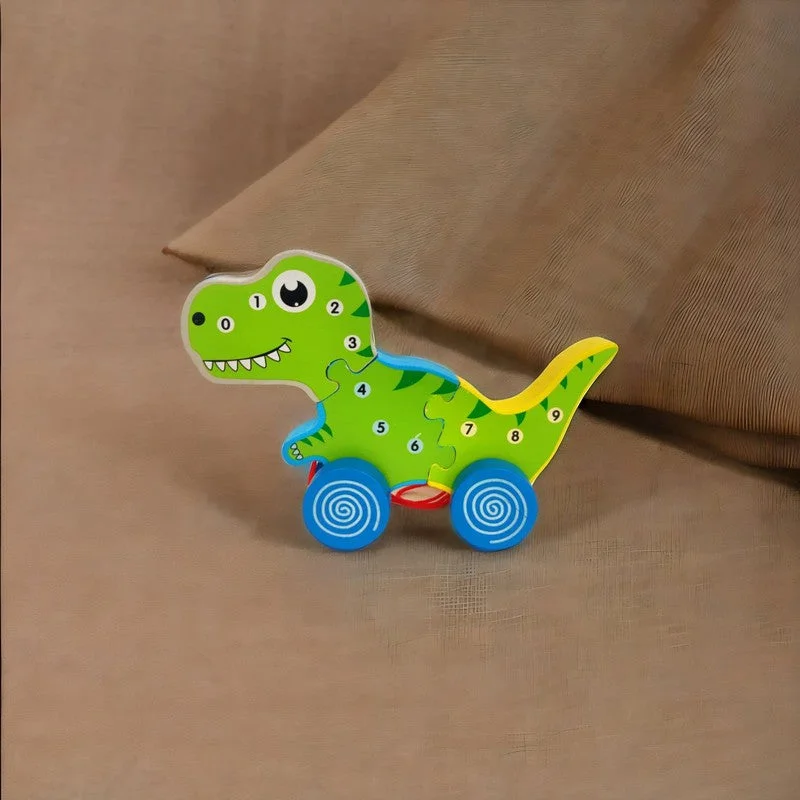 Digital Plaything for winter breaks-Educational Dino Car Wooden Numbers Puzzle Blocks