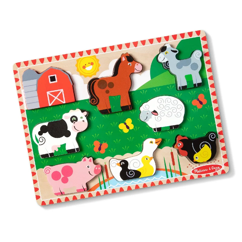 Wooden Puzzle for elder games-Farm Animals Chunky Puzzle - 8 Pieces