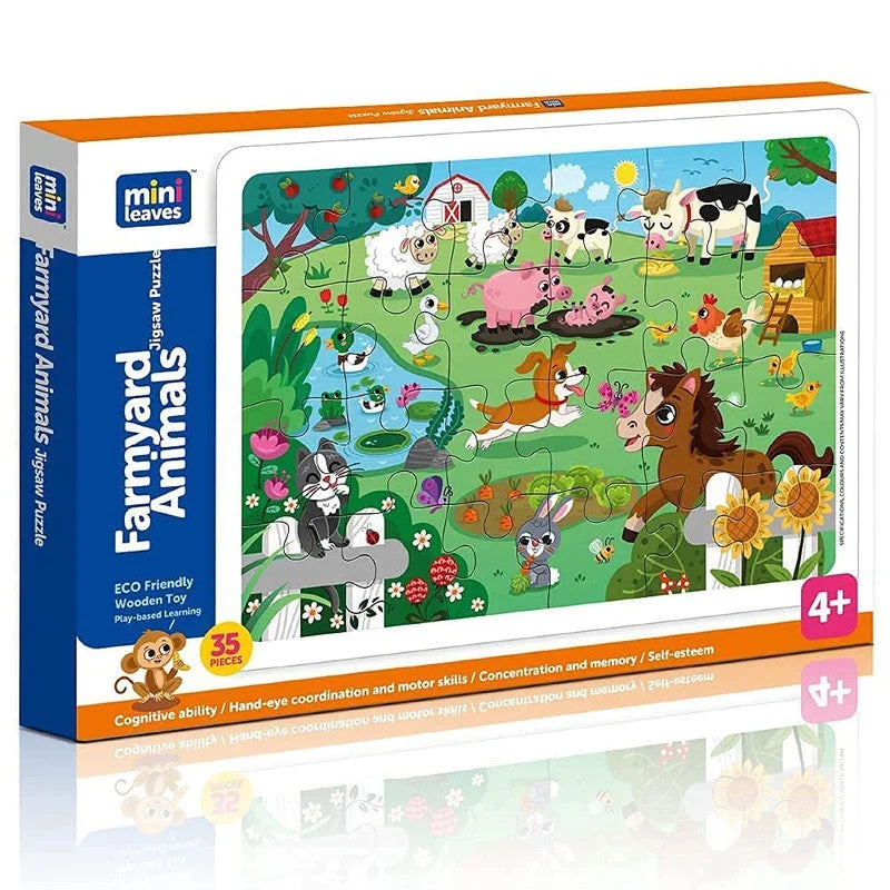 Wooden Puzzle for healing crafts-Farmyard Animals 35 pieces wooden Jigsaw Puzzles