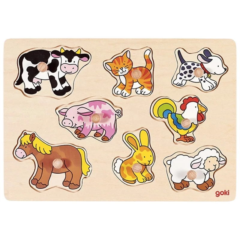 Wooden Puzzle for dorm play-Goki Puzzle - Farm Animals