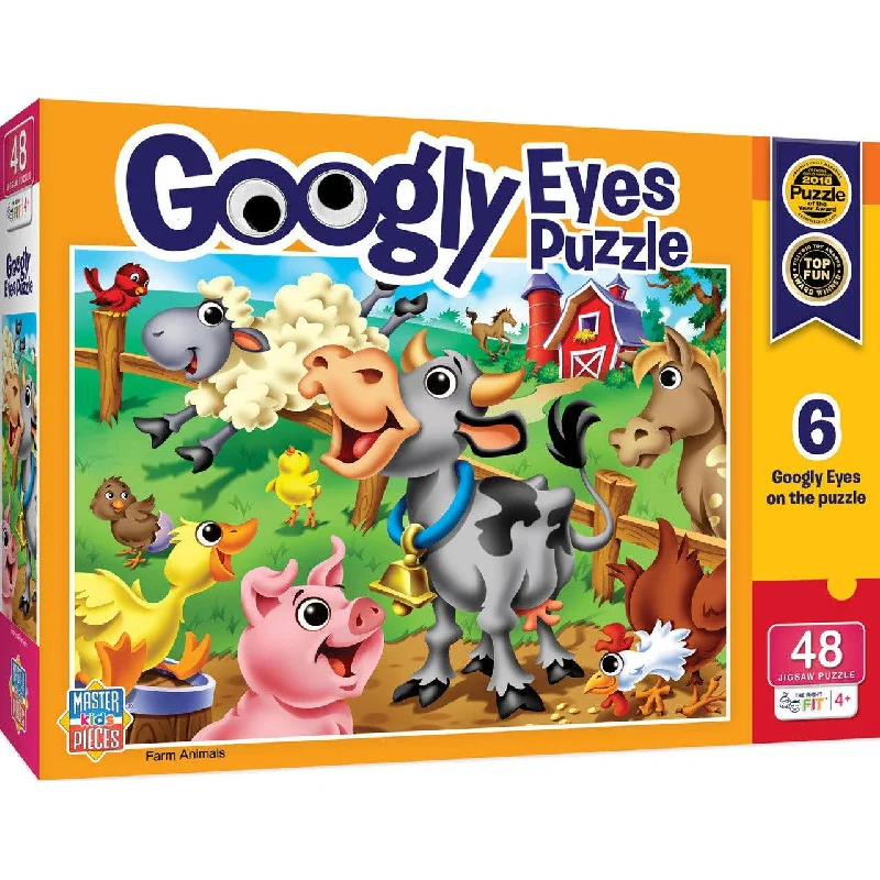 Wooden Puzzle for merry play-Googly Eyes - Farm Animals - 48pc Puzzle