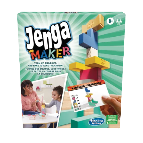 Wooden Puzzle for cold games-Hasbro Jenga Maker, Genuine Hardwood Blocks, Stacking Tower Game