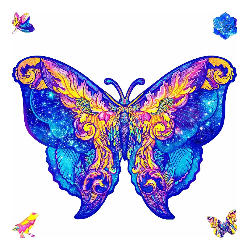 Wooden Puzzle for blooming fun-Intergalaxy Butterfly 306 Piece Shaped Wooden Jigsaw Puzzle