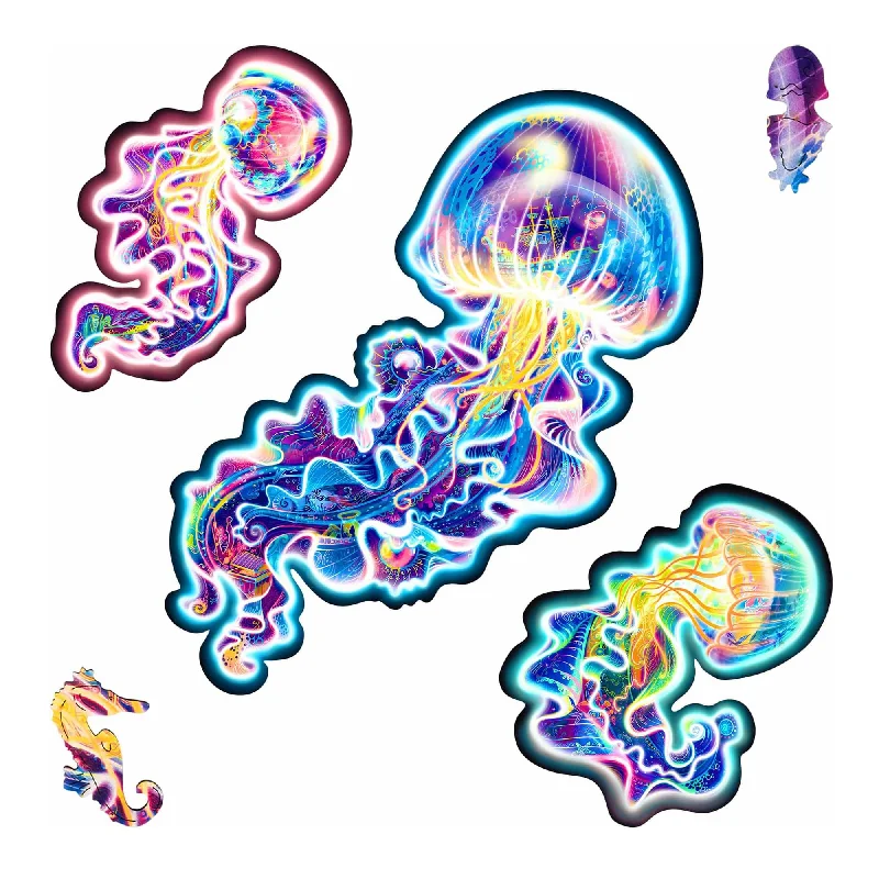 Wooden Puzzle for trip treats-Jellyfish 227 Piece Shaped Wooden Jigsaw Puzzle