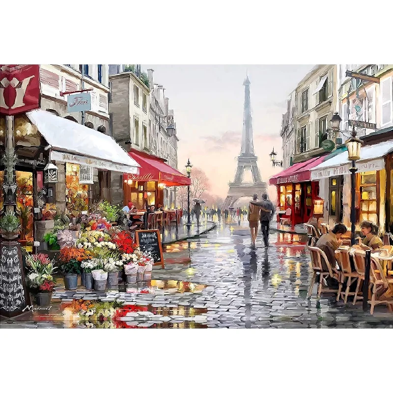 Wooden Puzzle for flight fun-Jigsaw Puzzles 1000 Pieces For Adults Paris Flower Street Landscape Wooden Puz