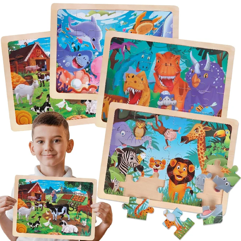 Wooden Puzzle for picnic joy-Jigsaw Puzzles Wooden Puzzles For Kids Ages 3 5 Preschool Educational Brain