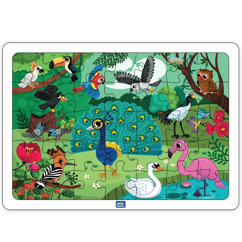 Wooden Puzzle for grade games-Jungle Birds 35 pieces wooden Jigsaw Puzzle