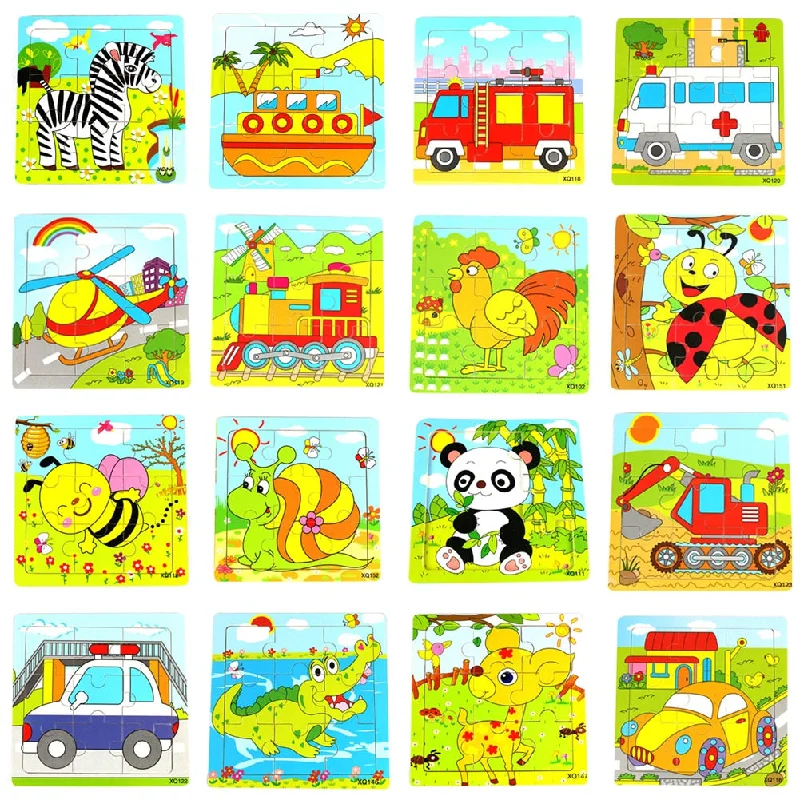 Wooden Puzzle for work calm-Kids Education Toys Cartoon Animals Puzzle Kids Children Educational Intellectual Developmental Wooden Toys Puzzle Random Send