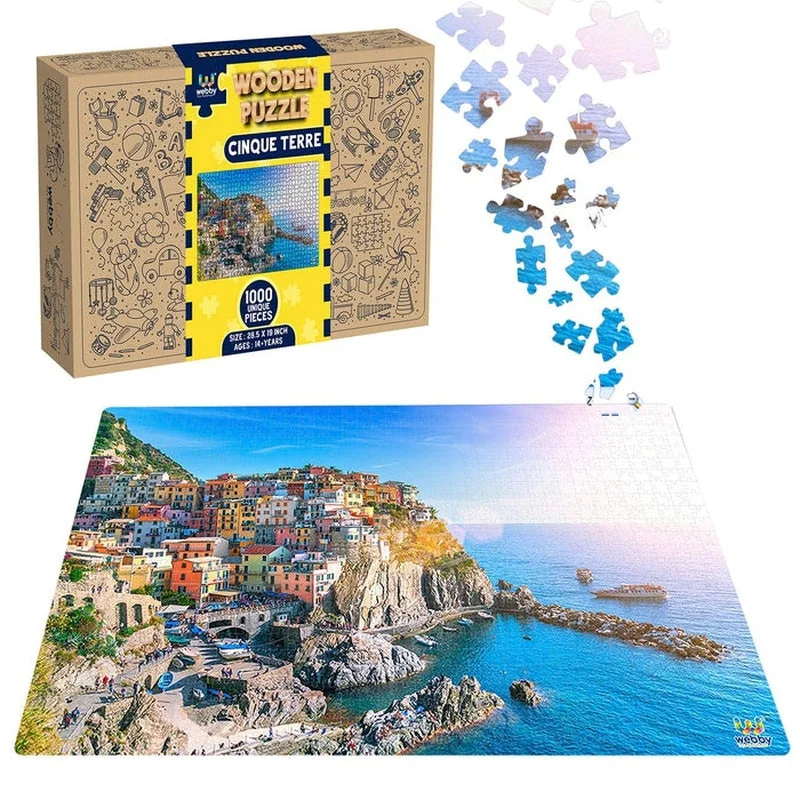 Wooden Puzzle for grade games-Cinque Terre Wooden Jigsaw Puzzle,1000 Pieces