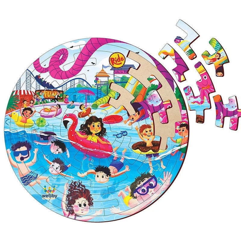 Wooden Puzzle for chill zones-Fazzle Water Park Wooden Jigsaw Puzzle (50 Pieces)