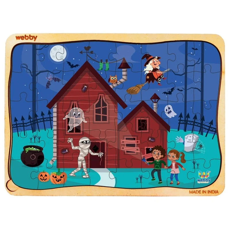 Wooden Puzzle for school fun-Haunted House Wooden Jigsaw Puzzle (40 Pieces)