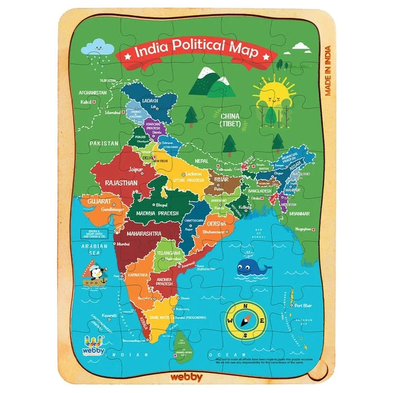 Wooden Puzzle for care play-India Map Wooden Jigsaw Puzzle (40 pieces)