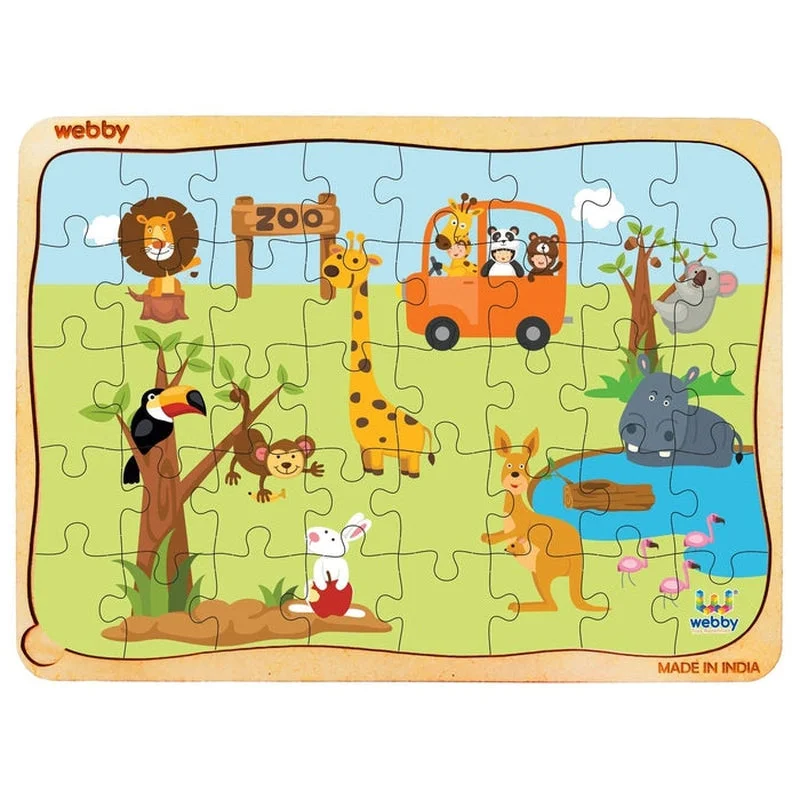 Wooden Puzzle for elder games-The Zoo Wooden Jigsaw Puzzle (40 Pieces)