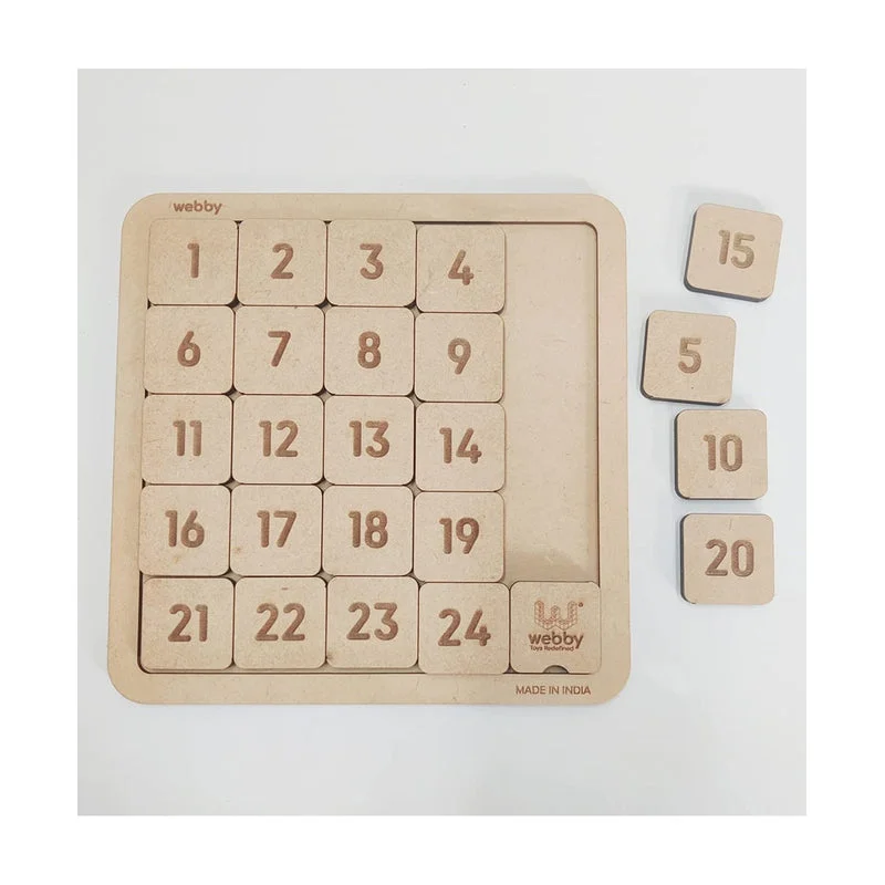 Digital Plaything for lounge play-Wooden Numbers Puzzle Brown - 25 Pieces