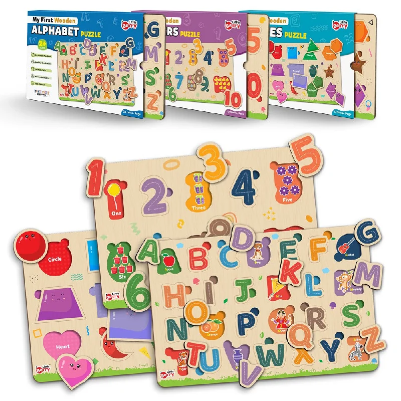 Digital Plaything for high school teens-My First Wooden  Alphabets , Numbers & Shapes  Puzzle Tray (set of 3) | 48 Pegs