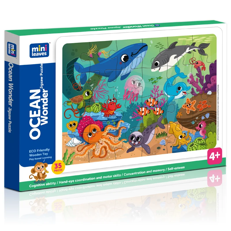 Wooden Puzzle for school fun-Ocean Animals 35 pieces wooden Jigsaw Puzzles