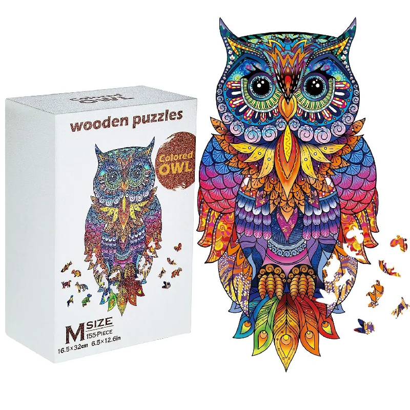 Wooden Puzzle for cozy spots-Owl Wooden Jigsaw Puzzles for Adult Wooden Jigsaw Puzzles Owl Animal Shape