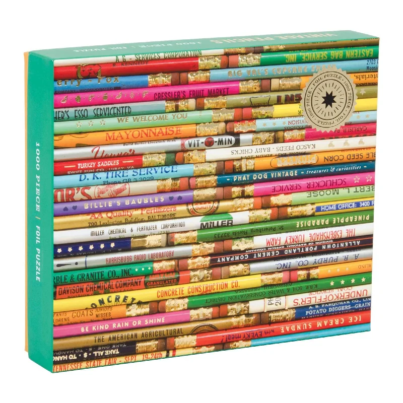 Phat Dog Vintage Pencils 1000 Piece Foil Stamped Jigsaw Puzzle