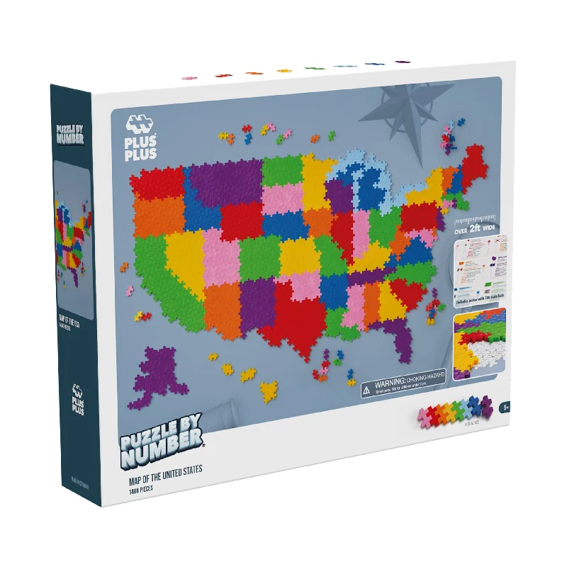 Digital Plaything for mindfulness play-Puzzle By Number - Map of the United States: 1400 Pcs