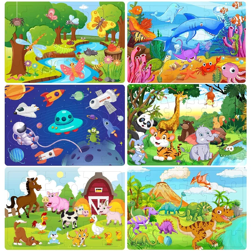 Wooden Puzzle for elder games-Puzzles For Kids Ages 3 5, Wooden Jigsaw Puzzles 24 30 Pieces For Toddler C