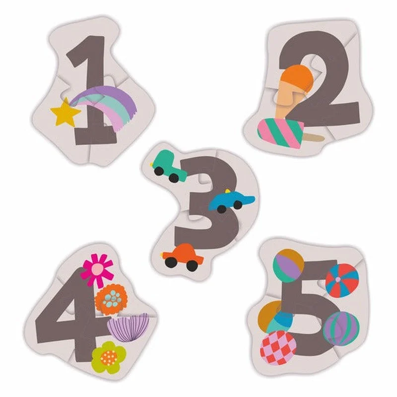 Digital Plaything for forest play-Reversible Shaped Puzzle for Kids - Numbers & Farm Animals