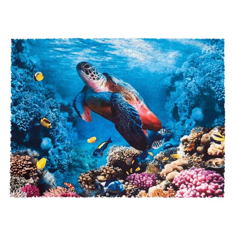 Wooden Puzzle for work fun-Shimmering Turtle 1000 Piece Wooden Jigsaw Puzzle