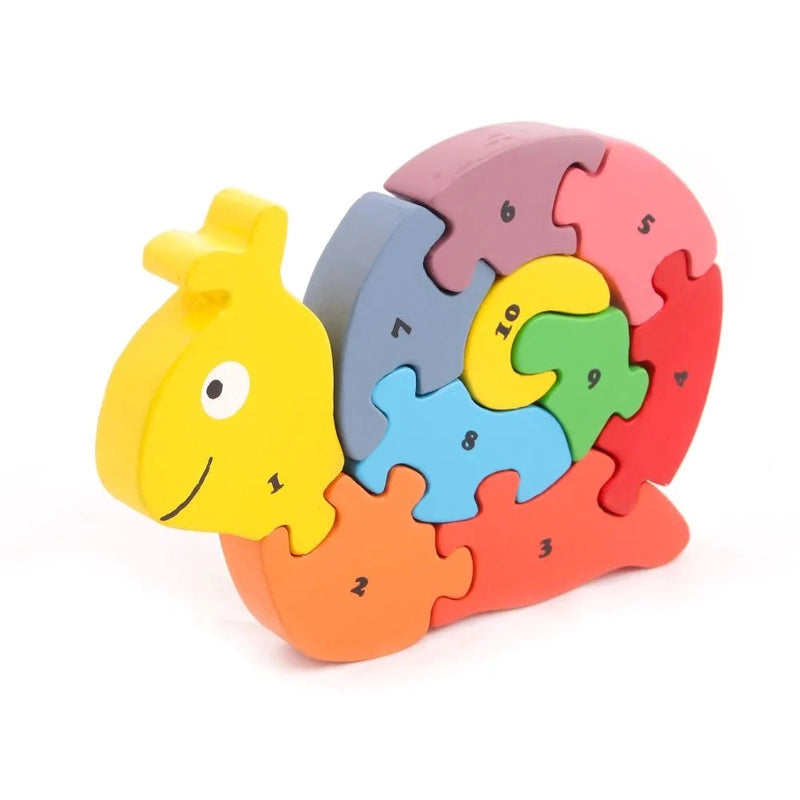 Digital Plaything for social skills-Snail Animal Puzzle, Wooden Number Counting (1 To 10) Puzzle, Stacking Toy  (10 Pieces)