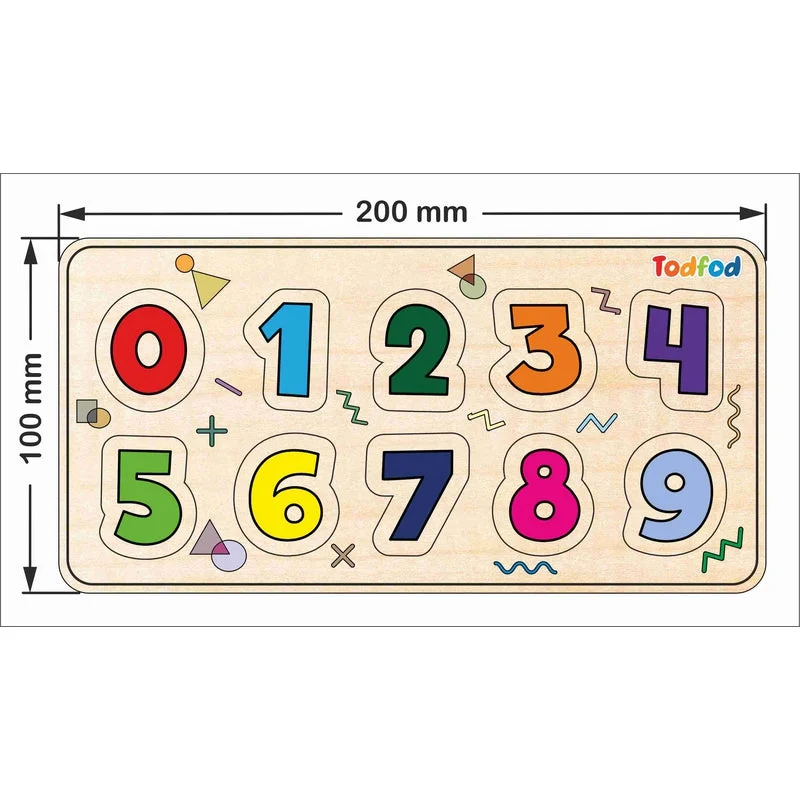 Digital Plaything for quick sessions-Wooden English Number Puzzle Toy for Kids & Children, 0 to 9 Number 10 Pcs with Knob, Multicolor Pictures, Educational and Learning Boards