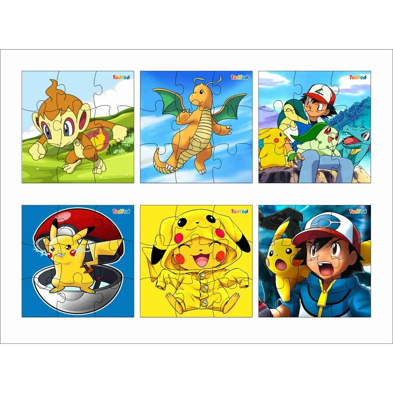 Wooden Puzzle for chill fun-Wooden Jigsaw Puzzles Toy for Kids & Children, Ice Edge & Friends 54 Pieces 6 in 1 Jigsaw Puzzles, Anime Cartoon Character