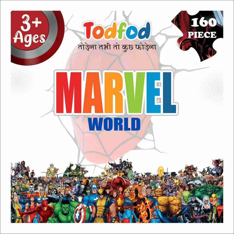 Wooden Puzzle for calm art-Wooden Marvel Avengers 160 Piece Panorama Jigsaw Puzzle for Kids & Children