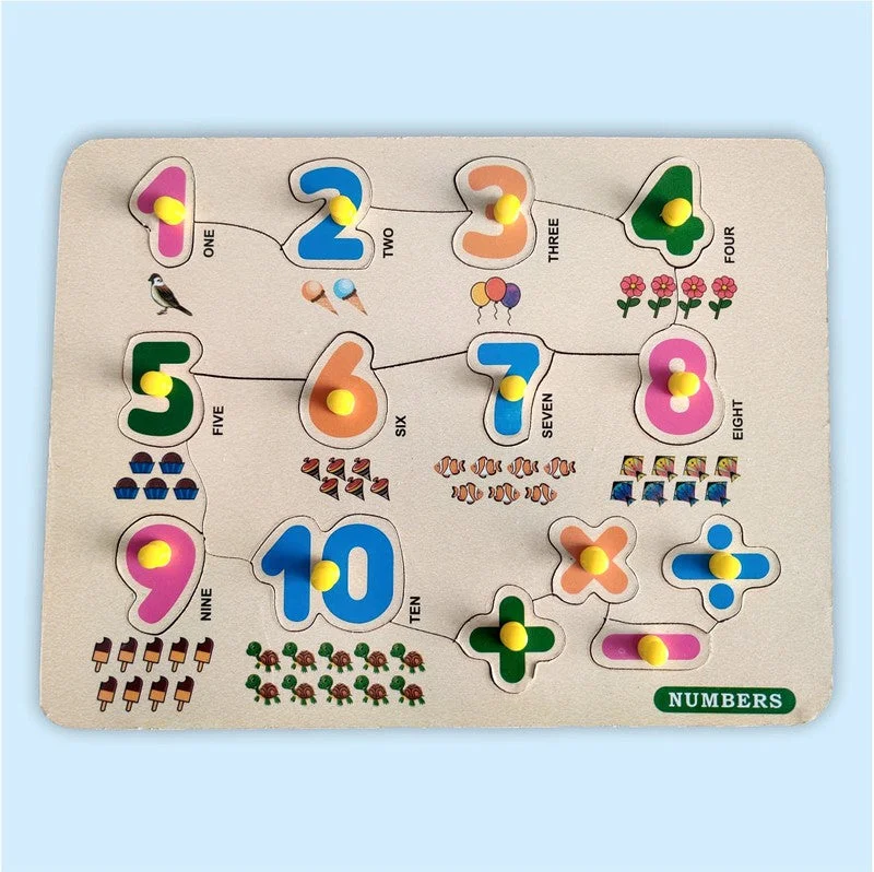 Digital Plaything for Easter games-Wooden Numbers Learning Board | Montessori Educational Number Puzzle for Kids