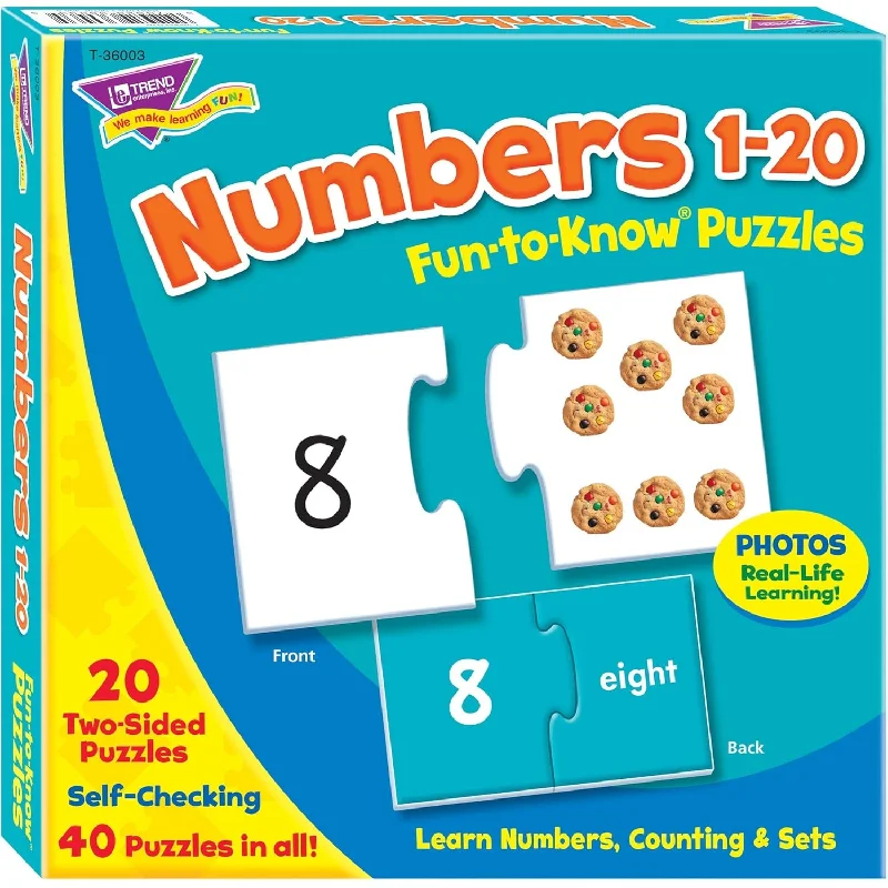 Digital Plaything for classroom apps-Trend Enterprises: Fun To Know Puzzles: Numbers 1 20, Learn Numbers, Counti