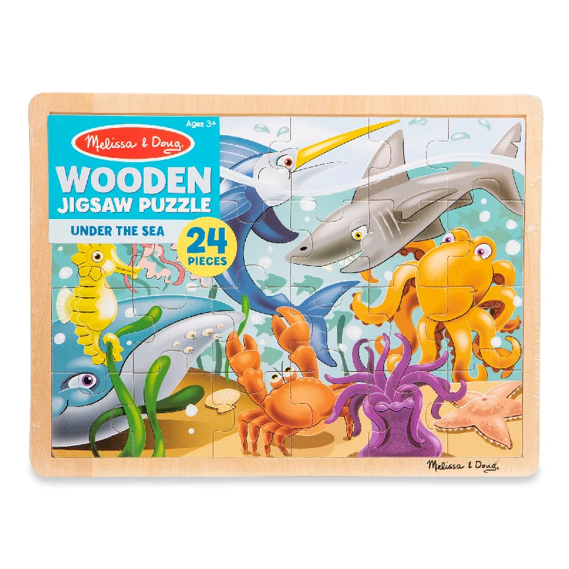 Wooden Puzzle for warm days-Wooden Jigsaw Puzzle - Under the Sea - 24 Pieces