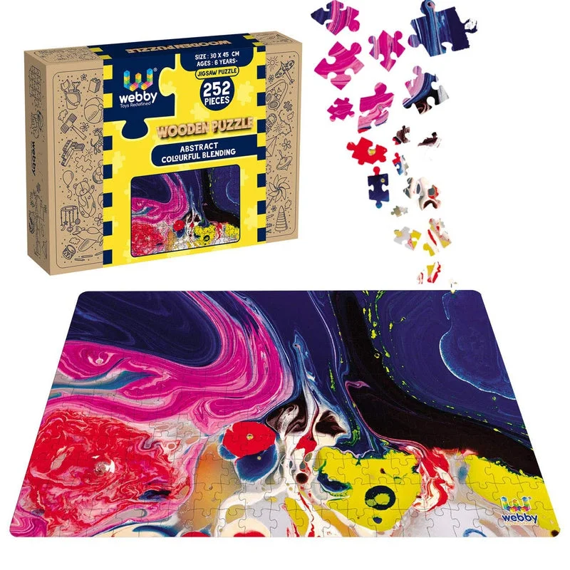 Wooden Puzzle for snug games-Abstract Colourful Blending Wooden Jigsaw Puzzle, 252 Pieces