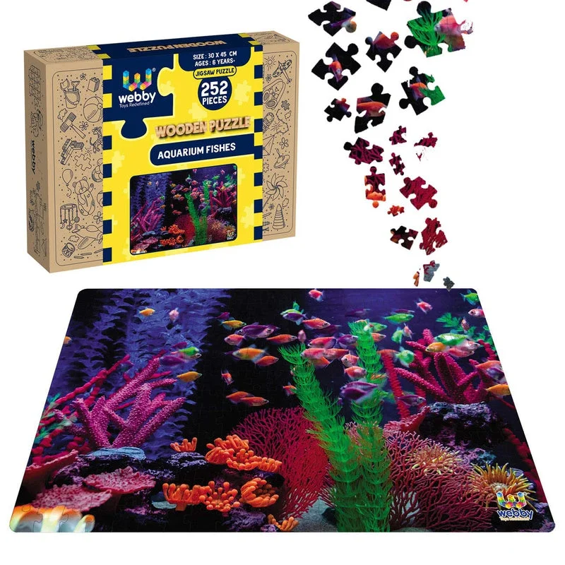 Wooden Puzzle for book play-Aquarium Fishes Wooden Jigsaw Puzzle - 252 Pieces